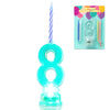 Novelty Place Birthday Number Candle Set, Flashing Multicolor Changing LED Birthday Cake Topper with 4 Wax Candles (Number 8)
