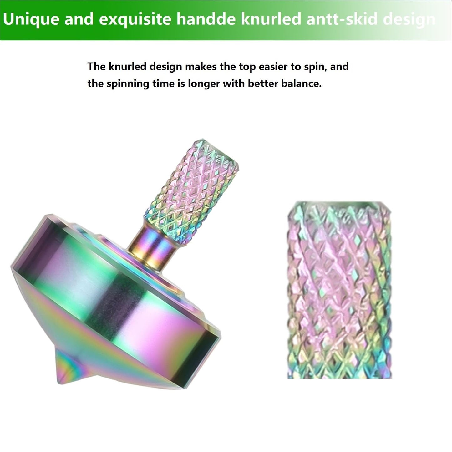 CHEETOP Stainless Steel Spinning Top Precision Mini Desktop Gyroscope Kill Time Reduce Stress ADHD Toys Perfect Balance Gyro (Iridescent Style 2)