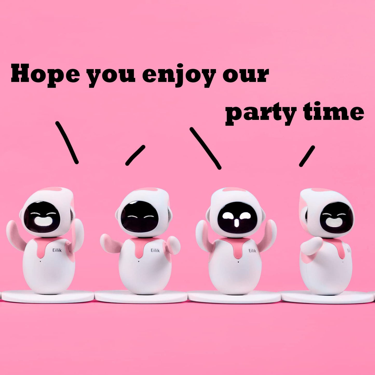 ENERGIZE LAB Eilik Pink Interactive Robot Pets - Cute Touch Toys with Emotions, Mini-Games, Perfect Gift for Kids