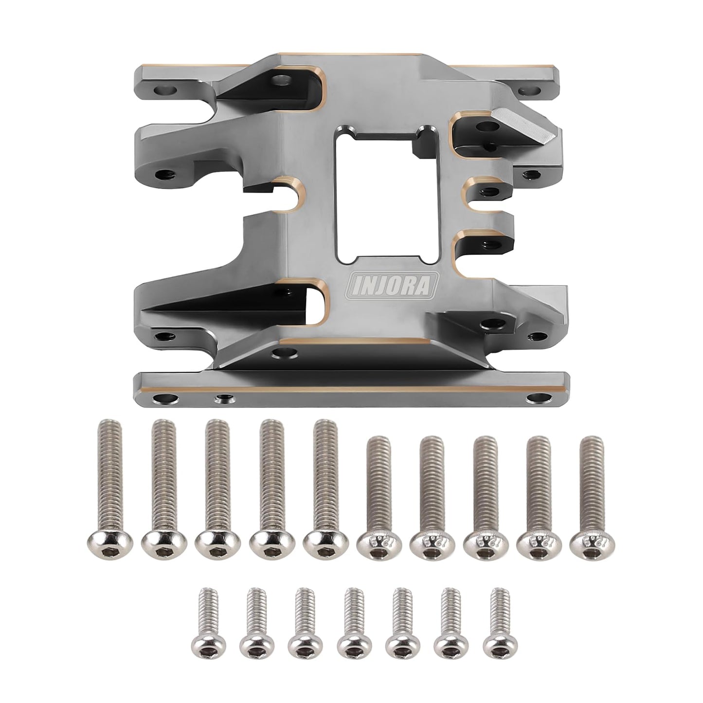 INJORA Brass Grey Skid Plate Transmission Mount CNC Upgrade for TRX4M 1/18 RC Crawler, 53g