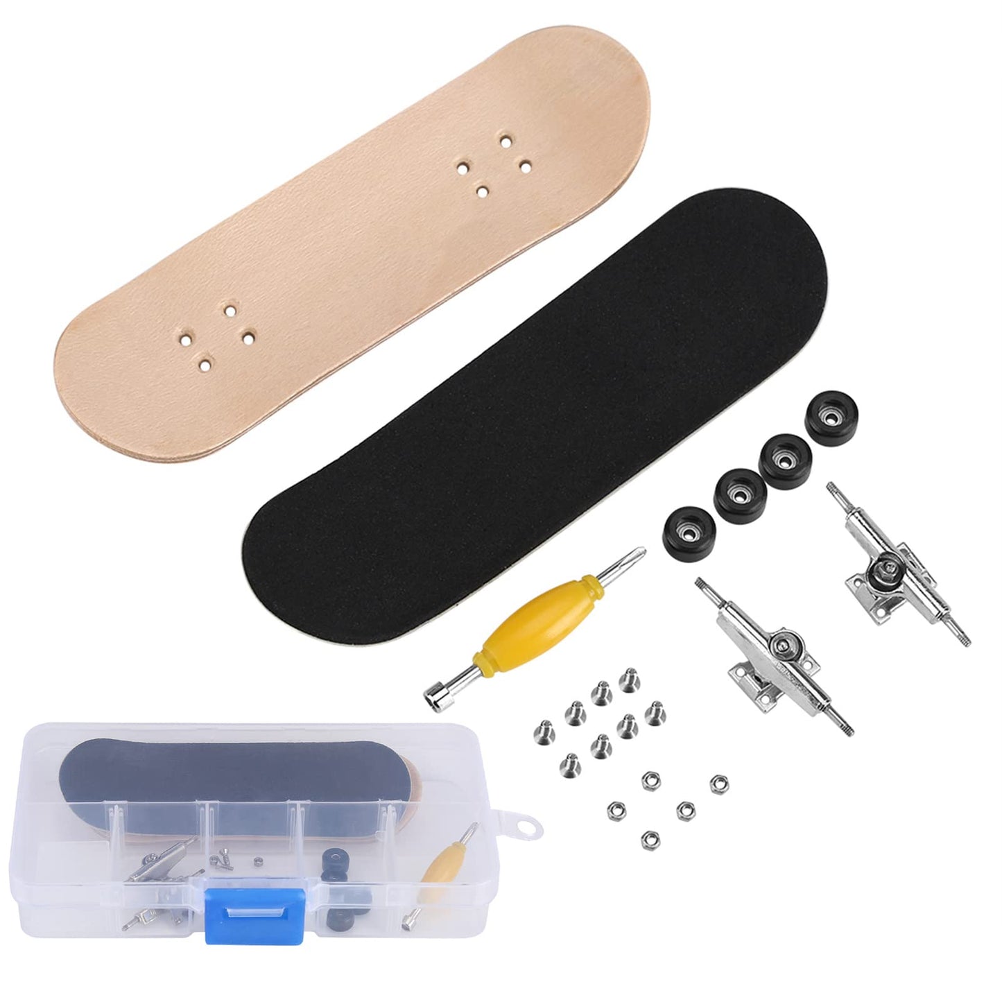Gloglow Finger Skateboard, Wooden Mini Fingerboard Finger Toy With Wooden Board Professional Bearing And Wheel For Adults And