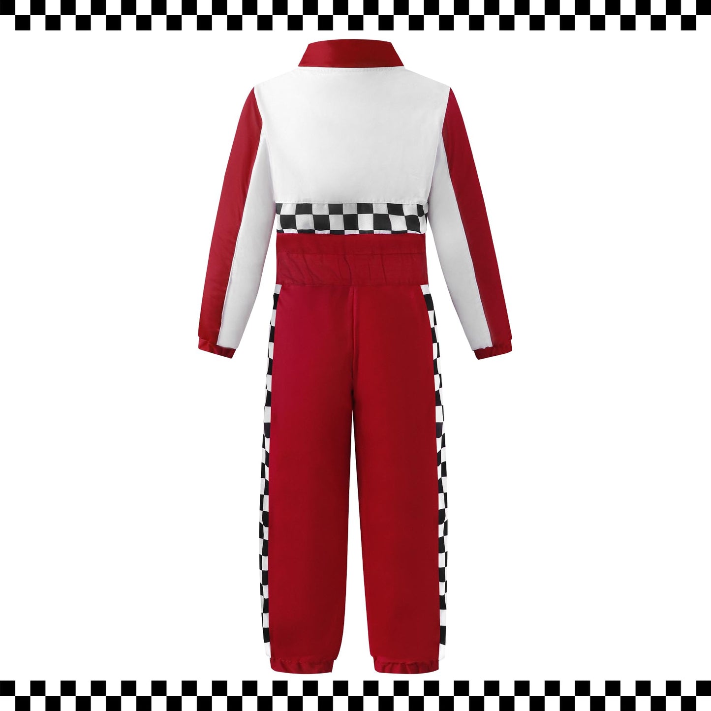 Kosgraiy Race Car Driver Costume Kid,Boy And Girl Racer Jumpsuit With Peaked Cap,Toddler Racing Costume Halloween,Red,S/120