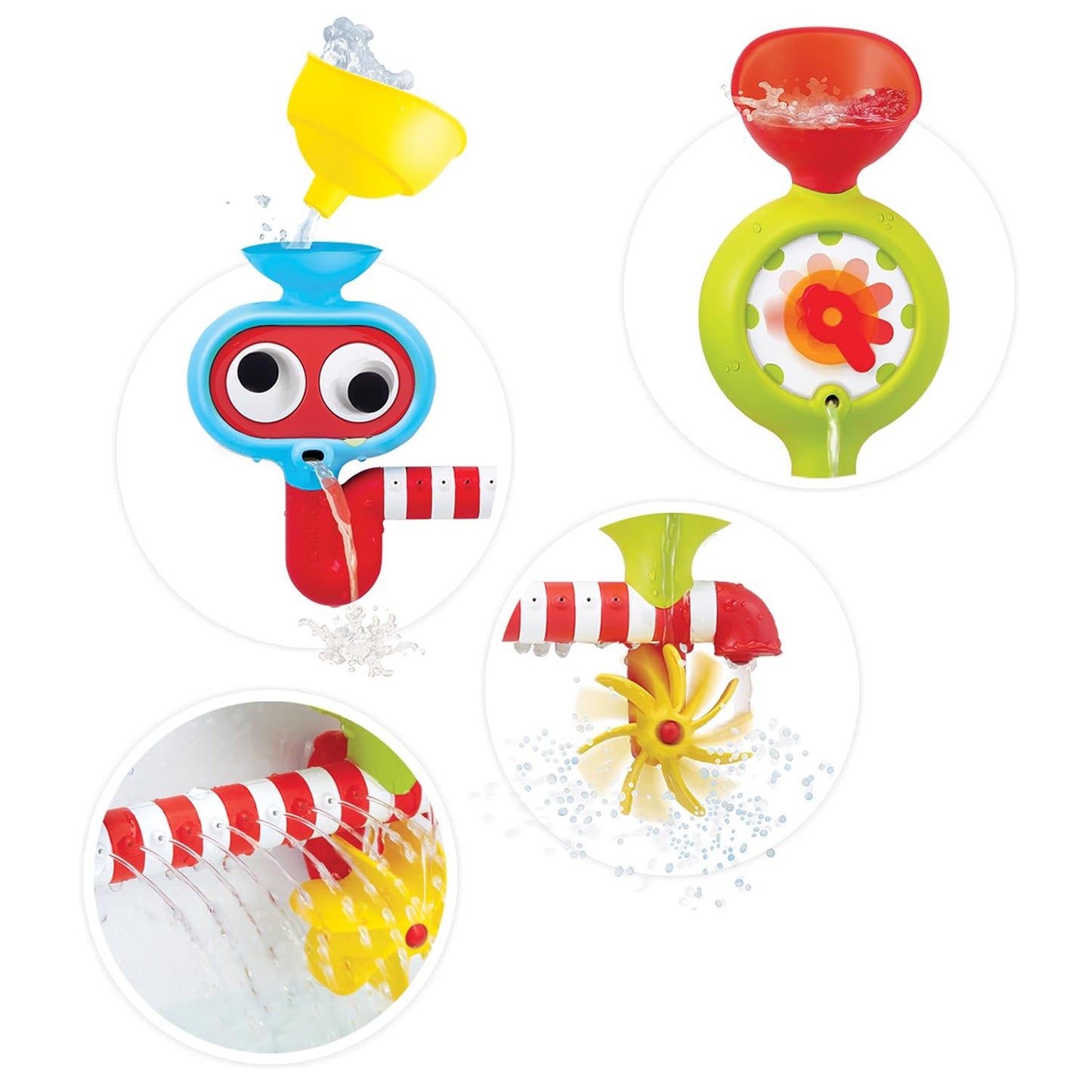 Yookidoo Baby Bath Wall Toy - Waterfall Spinning Gears, Rotating Googly Eyes, Small, Colorful - Model 40162, Mold Free for Ages 1-3