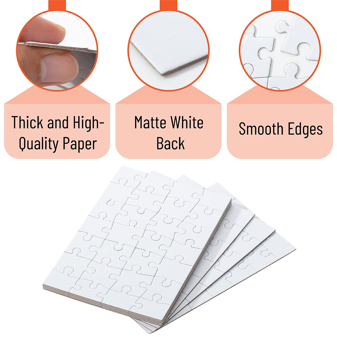 Mr. Pen- Blank Puzzle, 8 Pack, 28 Pieces/Pack, 5.5 X 8.1 Inches, White, Blank Puzzles To Draw On, White Puzzle, All White Puzzle, Blank Puzzle Pieces To Write On, Blank Jigsaw Puzzle Pieces