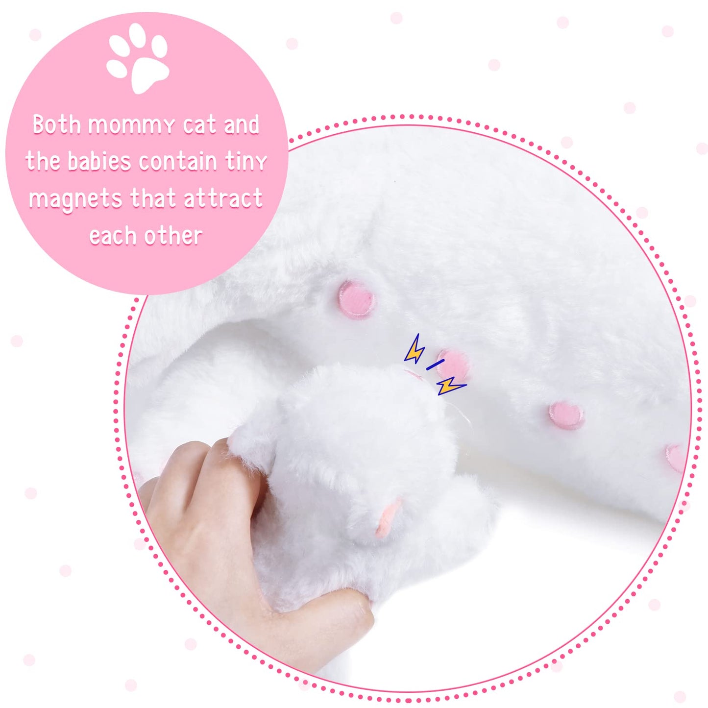 Skylety Nurturing Cat Stuffed Animal With 4 Plush Kittens, Cat Baby Stuffed For Girls And Boys Plushy Mommy Kitty With Baby Kittens For Birthday Party Favors Gifts(Warm Style)