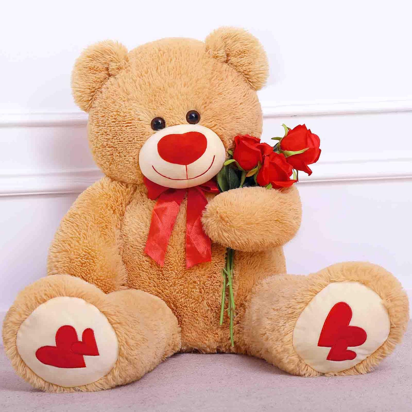 Morismos Giant Teddy Bear Stuffed Animals, Love Heart Big Bears Plush Toy, Large Stuffed Bear For Girlfriend Valentine'S Day, 36 Inches