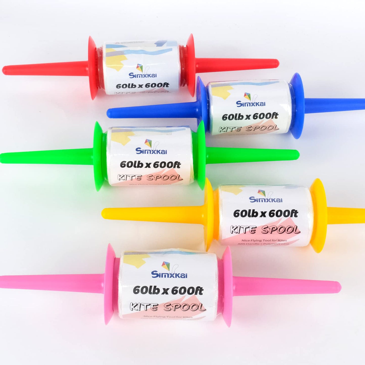 Simxkai Kite Spool, Reel Winder,Grip String Handle, 600 Feet Twisted Line For Each String Handle (1&2&3&4Pack) (Red)