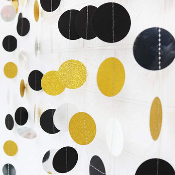 Flairs New York Happy Birthday String Decorations Party Props (Pack Of 1 String Decorations, Gold Silver Black Glitter Polka Dot