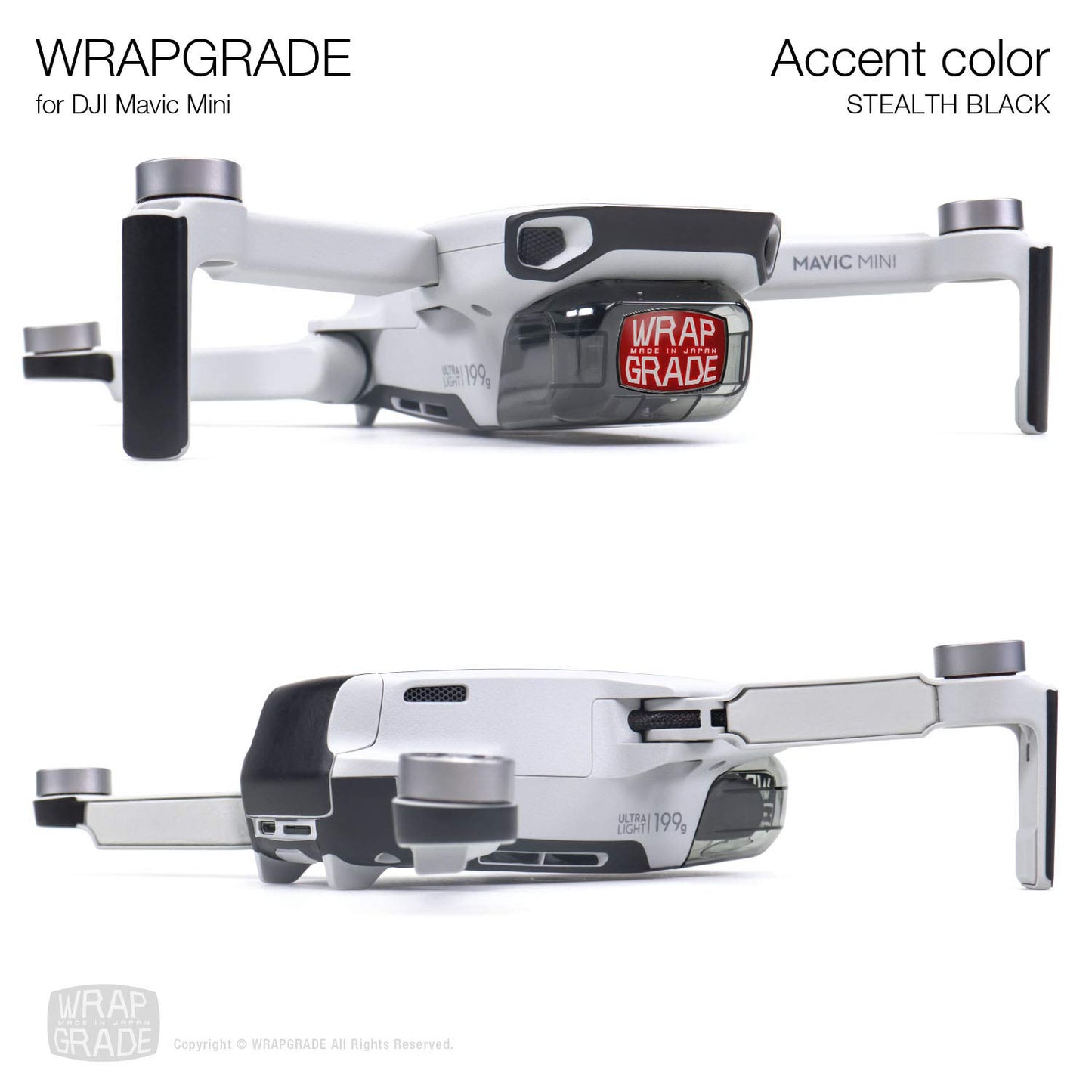 Wrapgrade Skin Compatible With Dji Mavic Mini | Accent Color (Stealth Black)