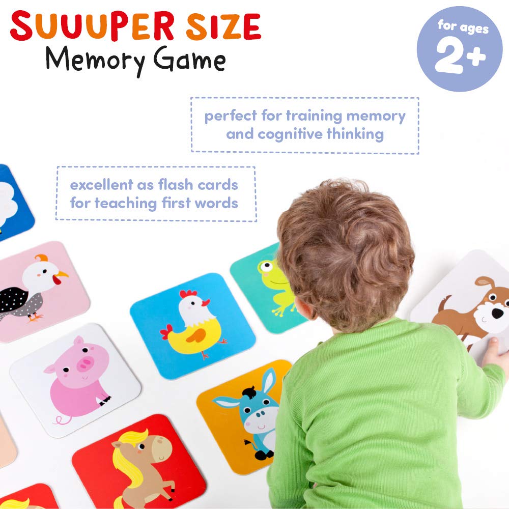 Banana Panda Suuuper Size Memory Matching Kids Game - Includes 24 Extra-Large 6 X 6 Cards - Match The Animals Or Use As Fl