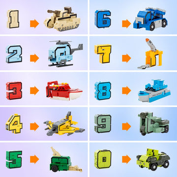 Veais Number Transforming Toys, Number Alpha Bot Military Transforming Robet Toys For Tollders Montessori Teaching, School Class