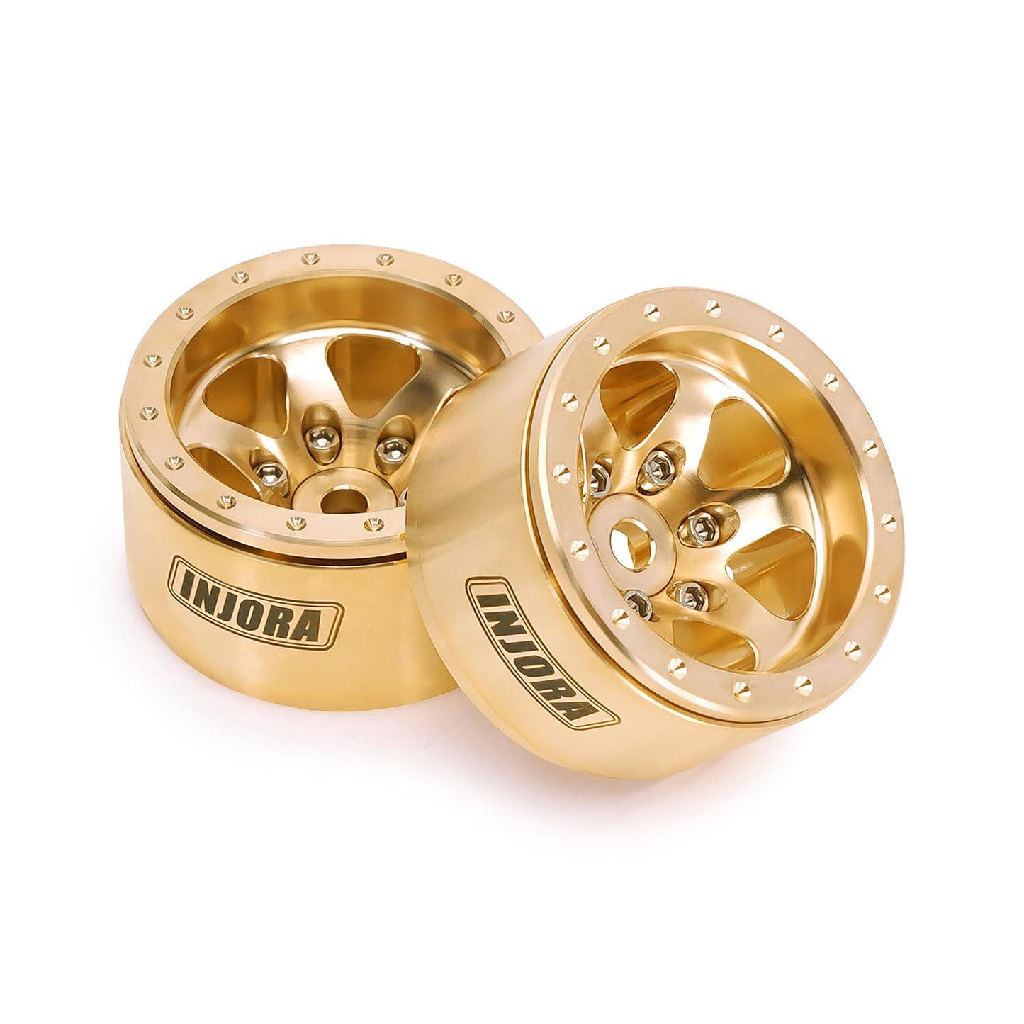 INJORA 1.0 Brass Beadlock Wheel -4.7mm Offset Rim for 1/24 1/18 RC Crawler SCX24 FCX24 TRX4M Ascent18 Upgrade(W1011)