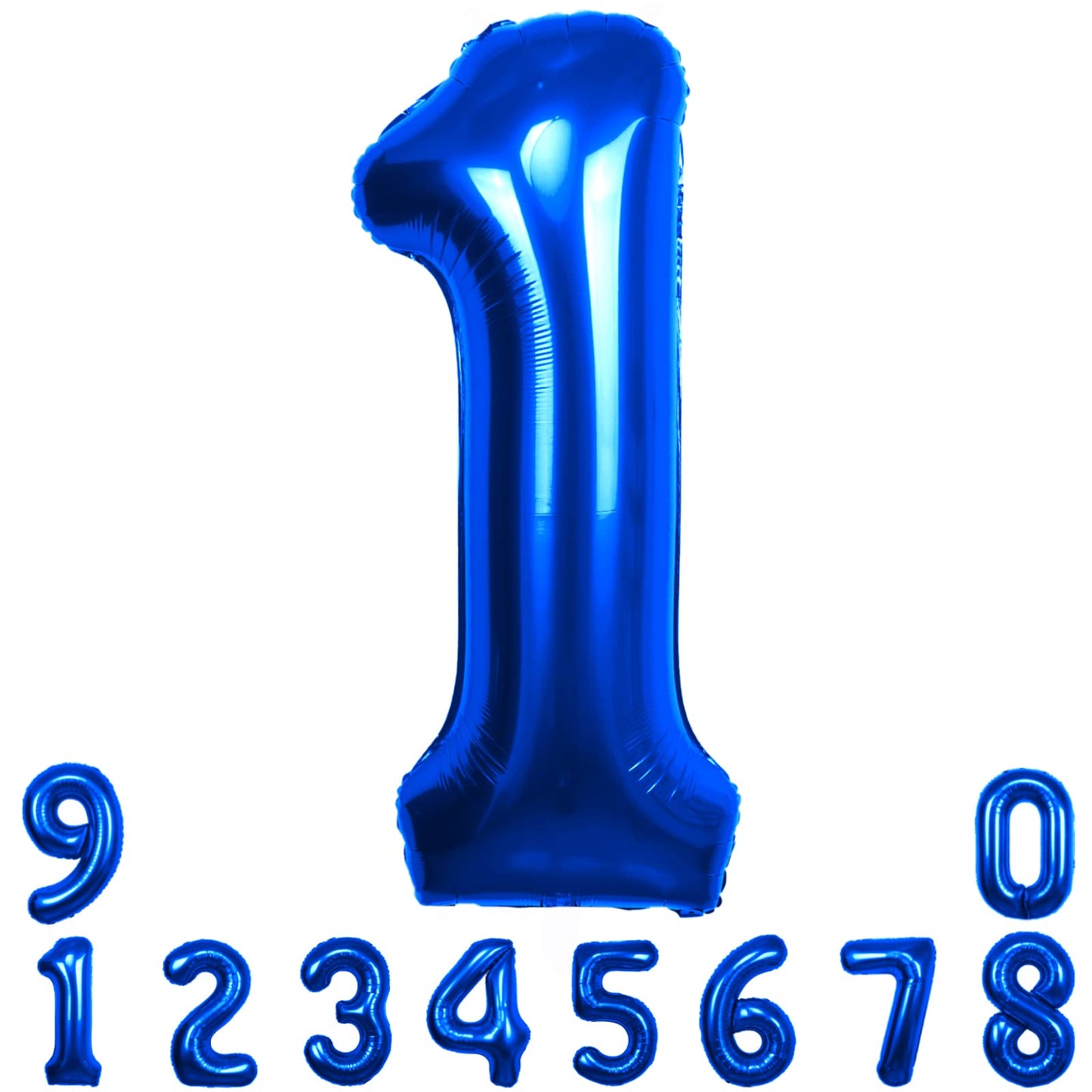 40 Inch Big Blue 1 Balloon Number 1 Large Foil Helium Number Balloons 0-9 Jumbo Giant Happy 1St Birthday Party Decorations For B