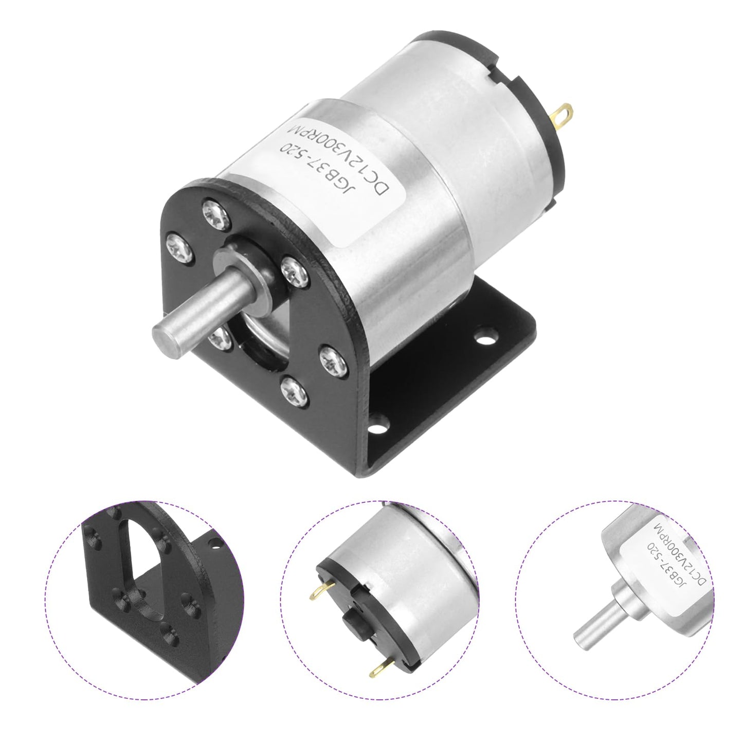 Dmiotech Micro Dc 12V 300Rpm Geared Motor With Bracket Gear Reduction Motors 37Mm Diameter Gearbox Micro Speed Reduction For Rc