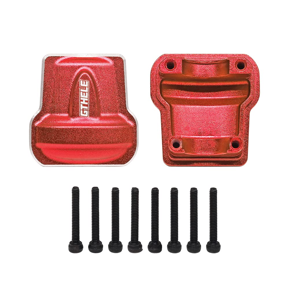 GTHELE Aluminum Diff Cover Front&Rear Bridge Axle Cover for Traxxas 1/18 TRX4M Upgrade Parts RC Crawler Car (Red)