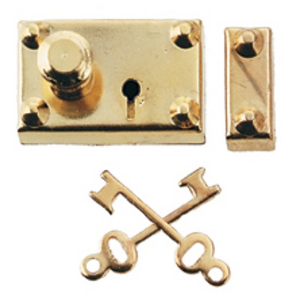Dollhouse Miniature Brass Americana Lock w/Key by Houseworks