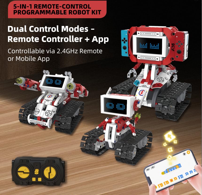 Suplanet 5 In 1 Robot Building Blocks Set For 8-16 Year Old Boys Girls Kids With App Or Remote Control Science Programmable & Le