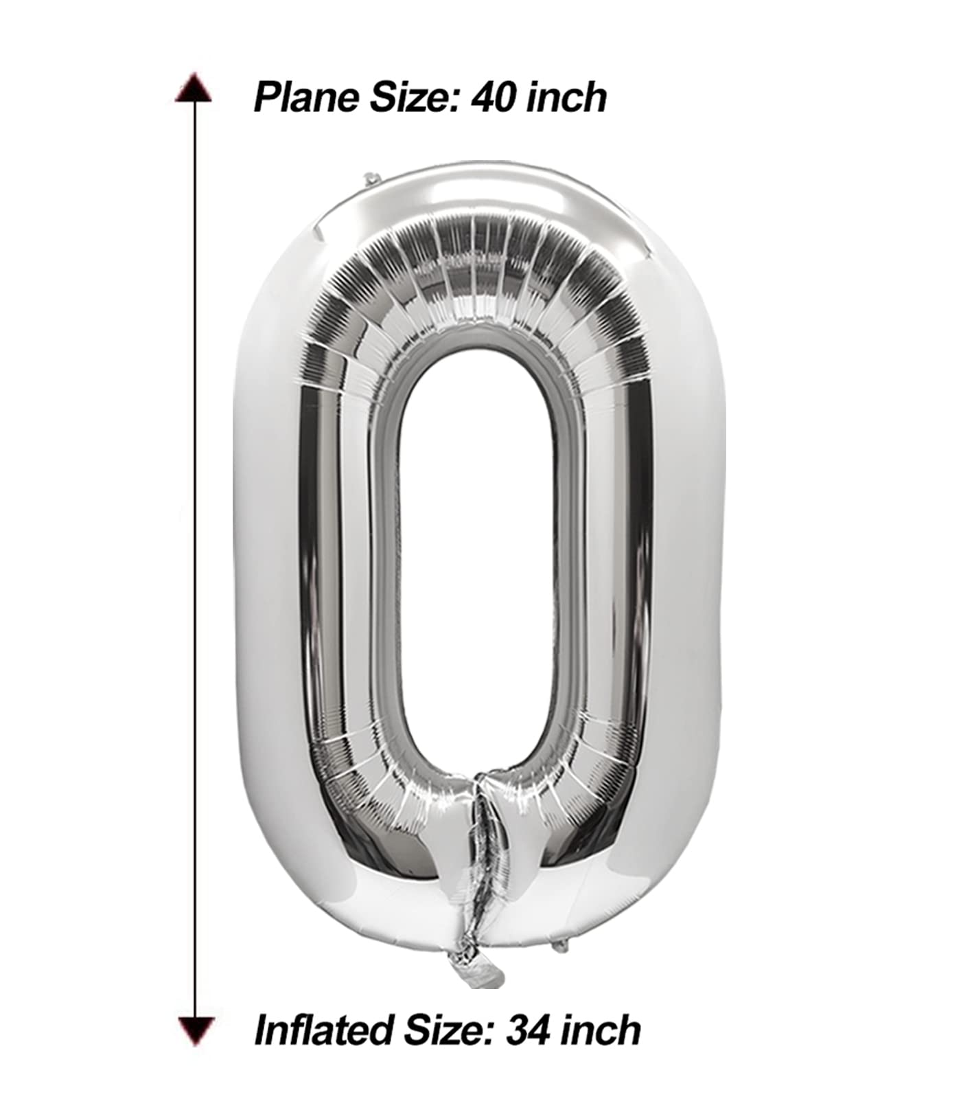 Aule 40 Inch Big Silver 0 Balloon Number Large Foil Helium Number Balloons 0-9 Jumbo Giant Happy 0Th Birthday Party Decorations