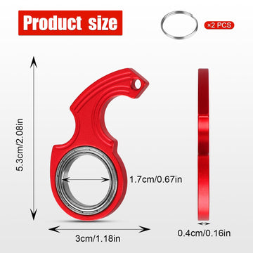 2Pcs Key Chain Spinner Fidget Toy, Portable Finger Spinning Keychain With 2Pcs Key Ring Funny Key Holder Toys For Adults Teens Finger Exercising (Red)
