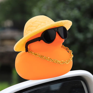 Wonuu Car Accessories Rubber Ducks Dashboard Decorations Rubber Duck Pink Accessories Dashboard Duck Car Decorations Car Ducks For Dashboard Car Duck Car Dashboard Decorations, Bgorange-Strawhatyellow