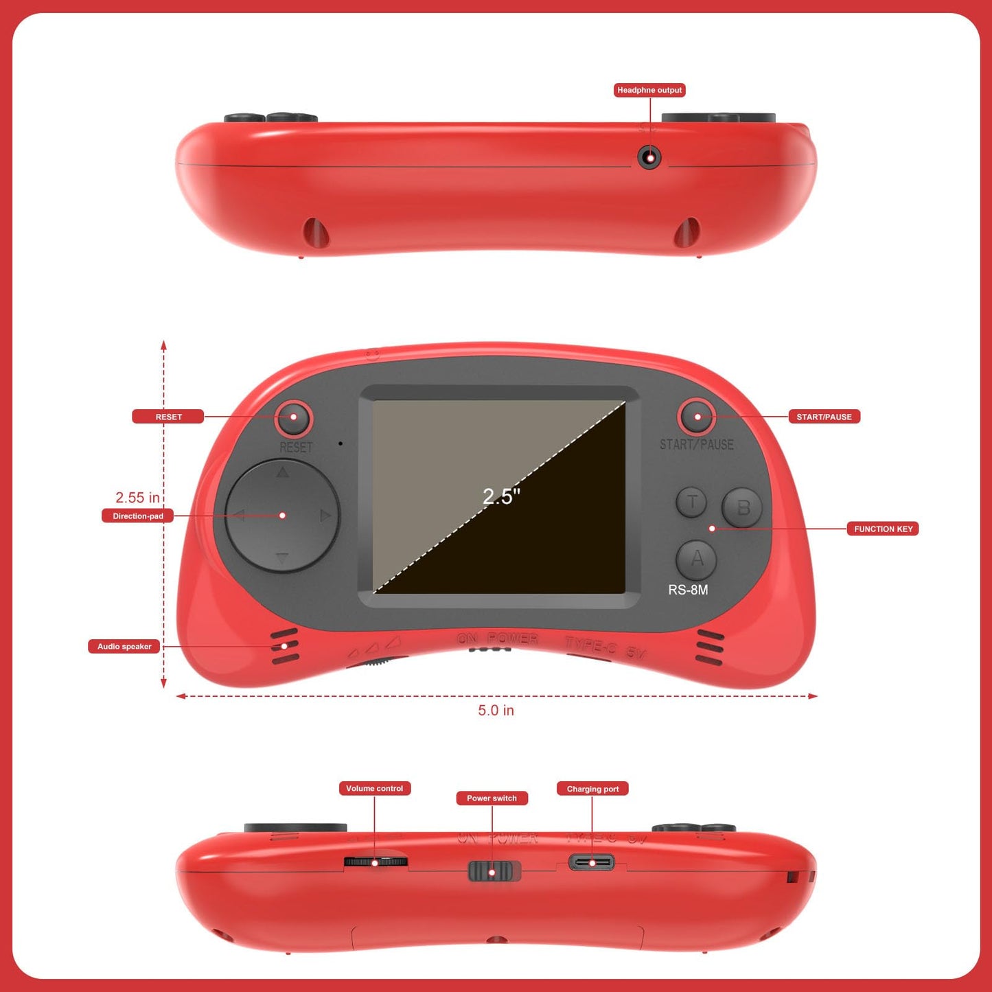 Handheld Games for Kids -16 Bit Retro Video Game with 220 HD Electronic Games - 2.5 IPS Portable Travel Game Gifts for Boys Gi