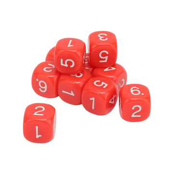 Number Dice, 20Pcs Plastic 6 Sided Game Dice 16Mm Round Corner Polyhedral Dice Set For Numeral Teaching Board Games (Red)
