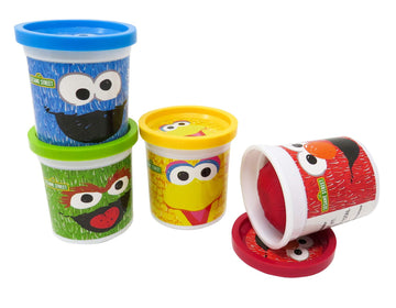 Sesame Street Modeling Play Dough | 4-Pack of 4oz Cans | Assorted Colors and Non Toxic | Elmo, Cookie Monster, Big Bird, Oscar t