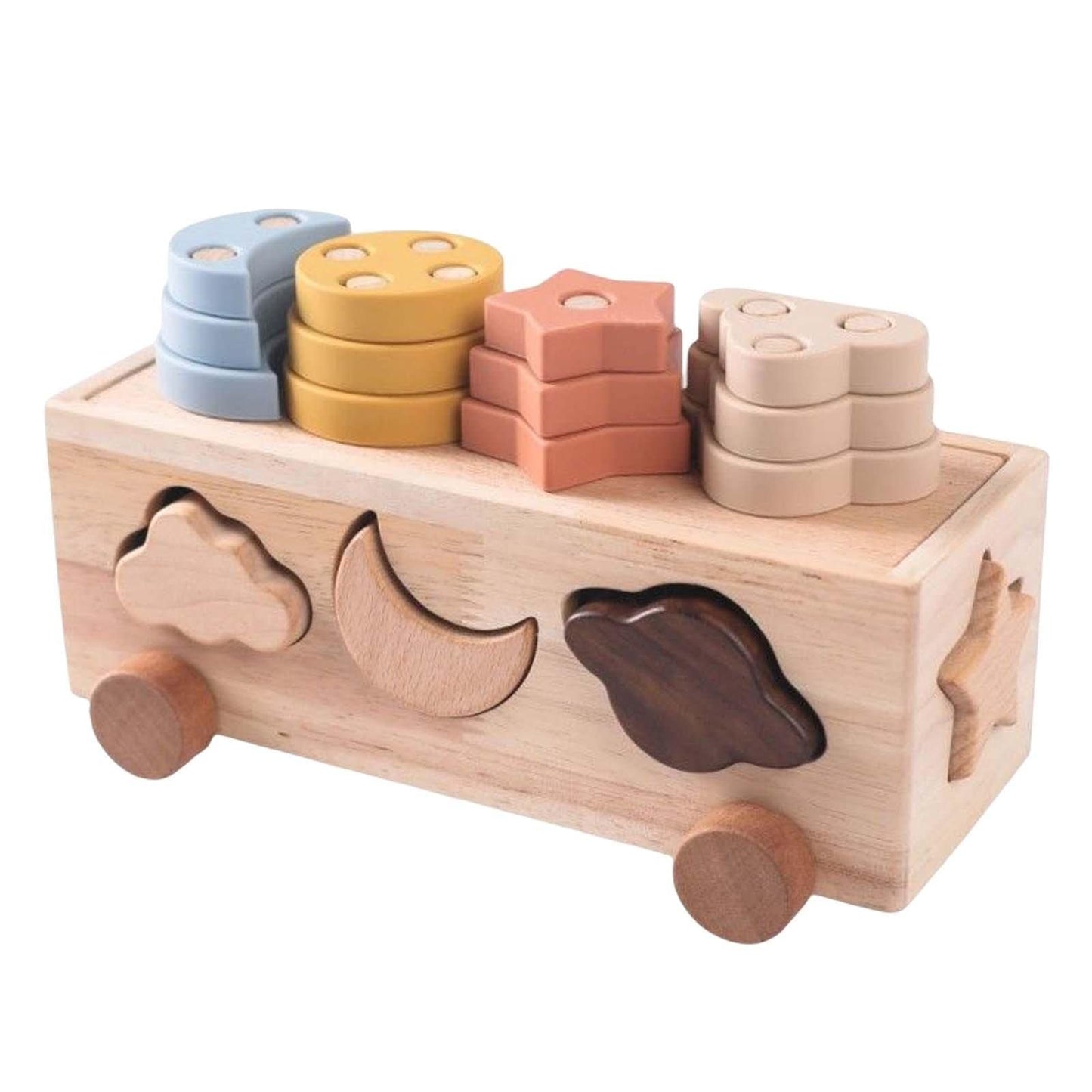 Ilsmysutra Montessori Wooden Block Toys Geometric Shapes Toy Puzzles For Girls Gifts 23Cmx12.6Cm|Toys For Baby|Developmental Bab