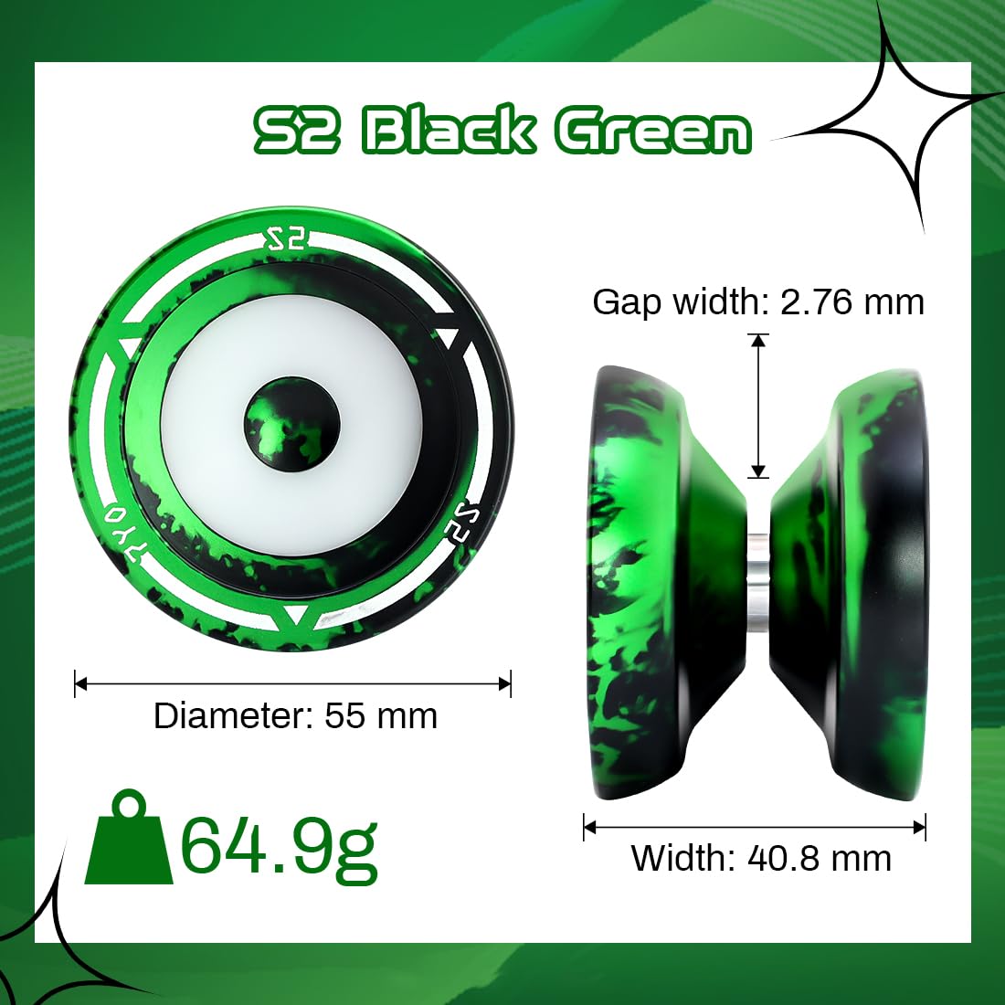 7Yo S2 Responsive Yoyo, Professional Metal Yoyo For Beginner, Dual Purpose Yoyo Fingerspin Tricks Yoyo, Alloy And Pom Yoyo With