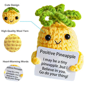 Avgiedy Handmade Crochet Pineapple Doll - Emotional Support Gift for Women, Boys, Girls - Yellow Cotton, Model: 5f9c15f2-afaa-4f1e-b51a