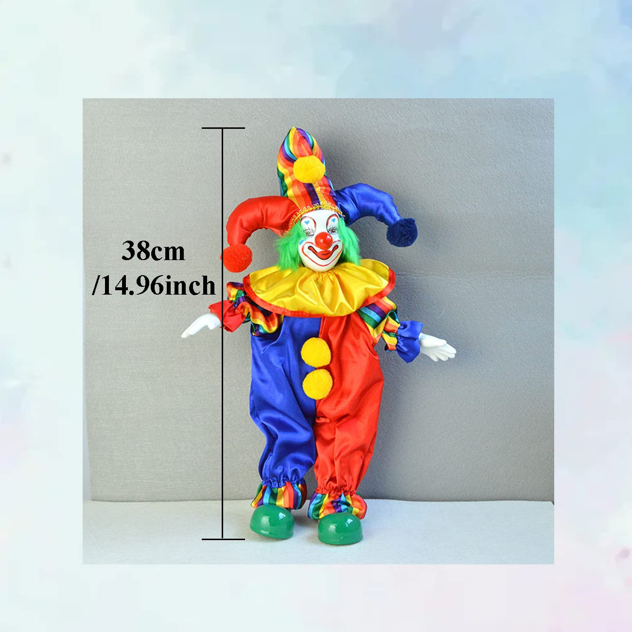 Maxyoung 14 Inch Porcelain Clown Doll Vintage Dolls Figurine, Collectible Figure, Hand Painted Toy, Christmas Halloween Birthday Gift, Movable Joints