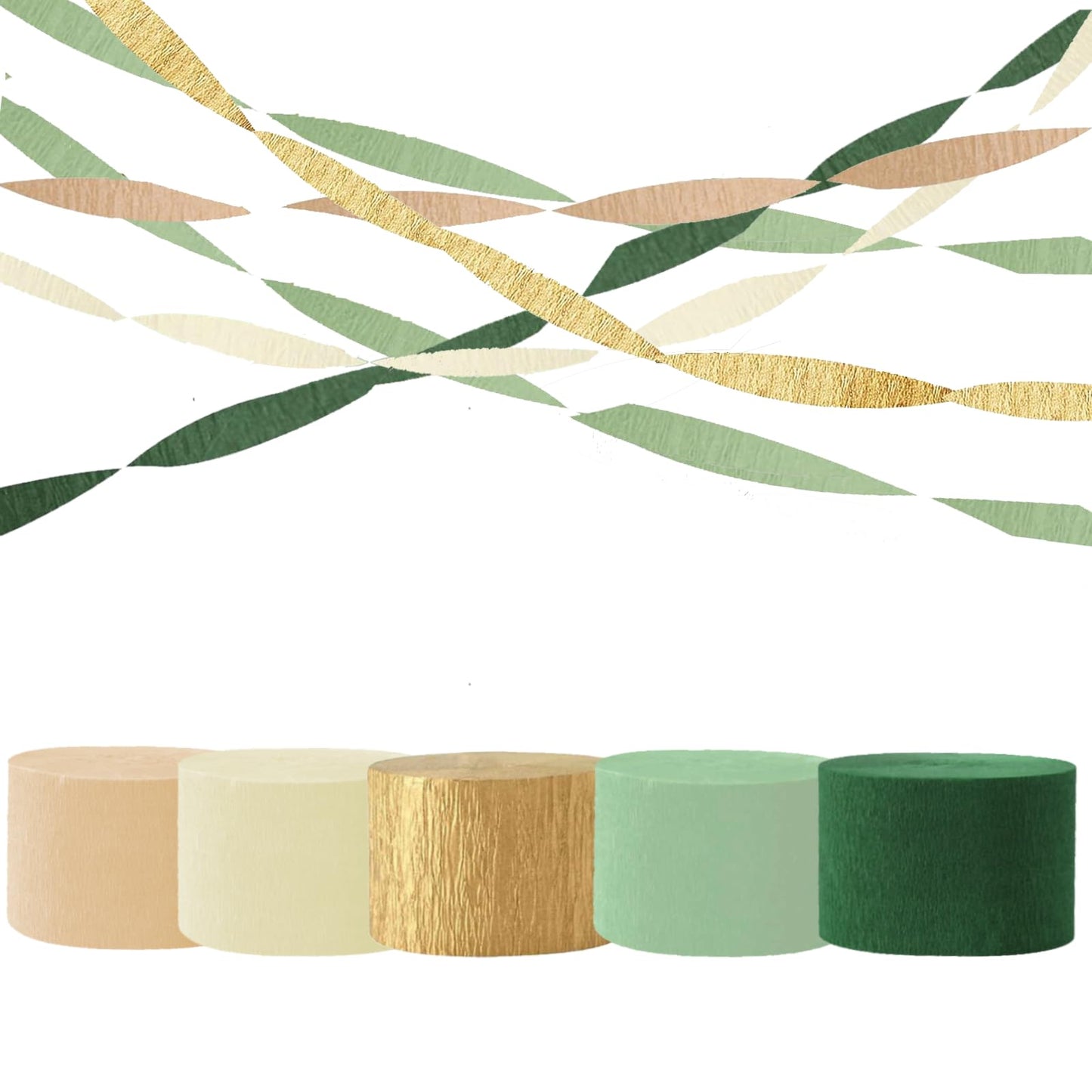 Olive Green Khaki Crepe Paper Streamers,Sage Green Party Decorations Streamer for Boho Wedding Baby Shower Party,6 Rolls