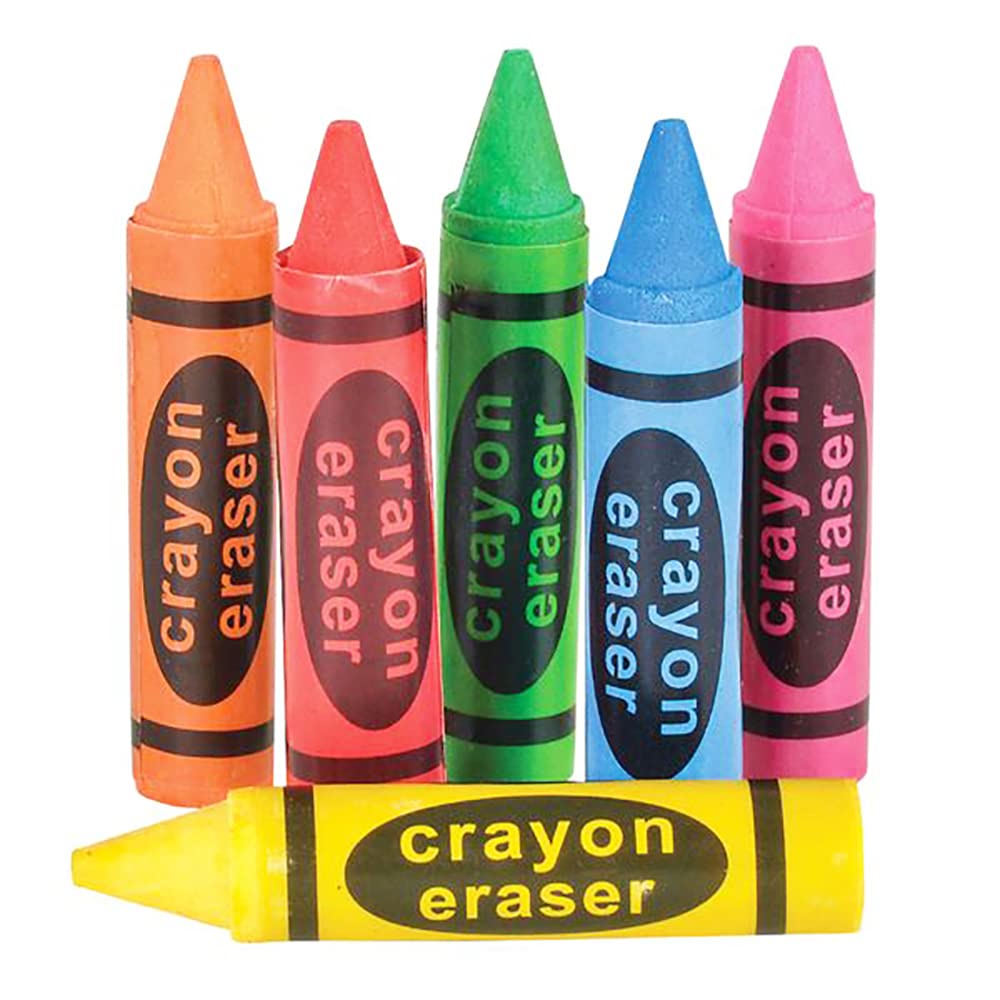 Lot Of 36 Assorted Color Crayon Shaped Erasers
