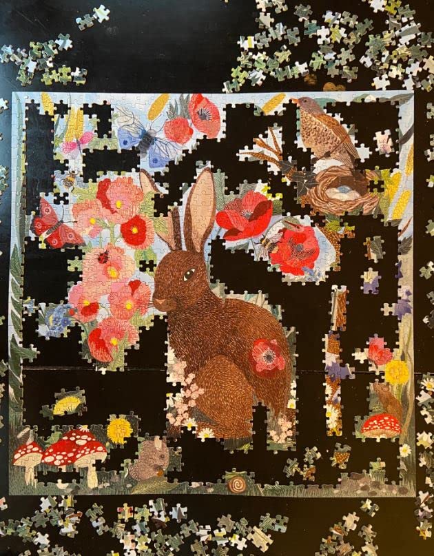 eeBoo: Piece and Love Poppy Bunny 1000-piece square mature-themed Jigsaw Puzzle Jigsaw Puzzle for mature-themeds and Families Includes Glossy Sturdy Pieces and Minimal Puzzle Dust