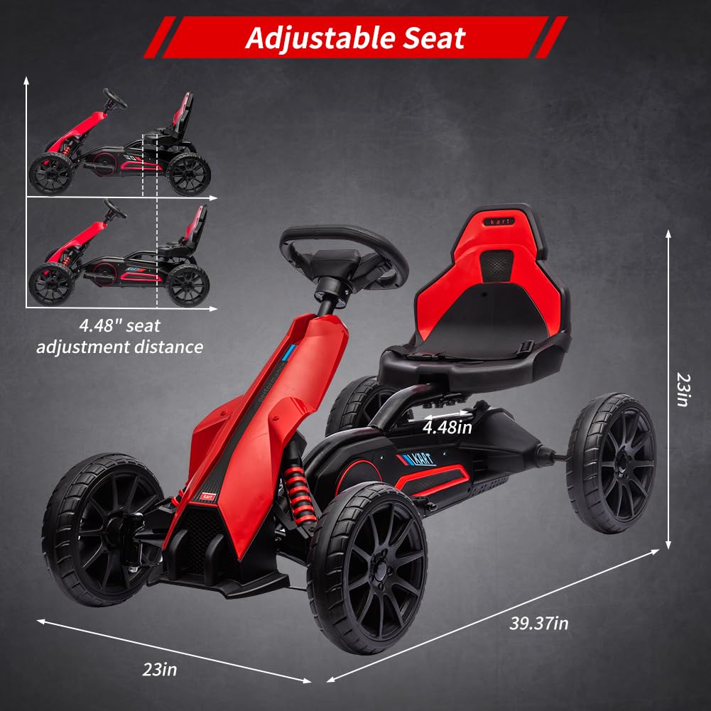 12V Electric Go Kart For Kids,7Ah Battery Powered Car For Toddlers, Adjustable Seat, High/Low Variable Speeds,Eva Wheels, Outdoo