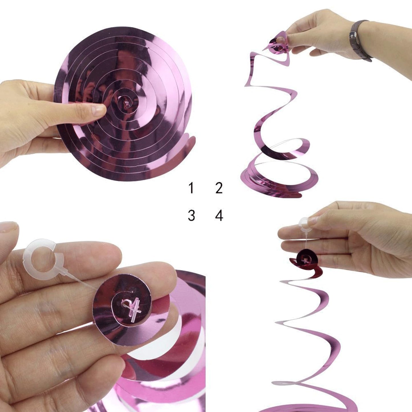 Aimtohome Party Star Swirl Decorations, Pink Foil Ceiling Hanging Swirl Decorations With Star, Whirls Decorations For Birthday |