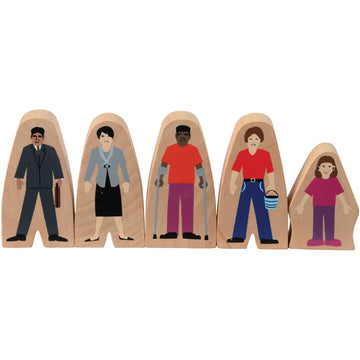 Constructive Playthings Wooden Community Helpers 25-Piece Figurine Set, Diverse Wood Toys for Kids Ages 3+, Multicolor