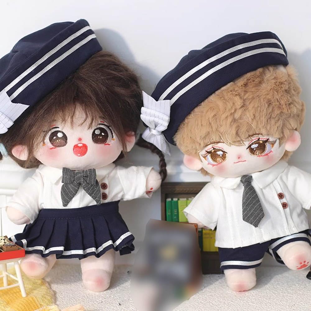 Niannyyhouse 20Cm Doll Clothes Hat Coat Shirt Pants Skirt Tie Shoes Accessories School Uniform Sets 8In Plush Doll Dress Up (A-1)