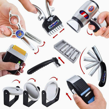 24 Pcs Barber Shop Pretend Play Toy - My First Shaving And Grooming Haircut Kit Toddler Role Play Set With Styling Accessories &