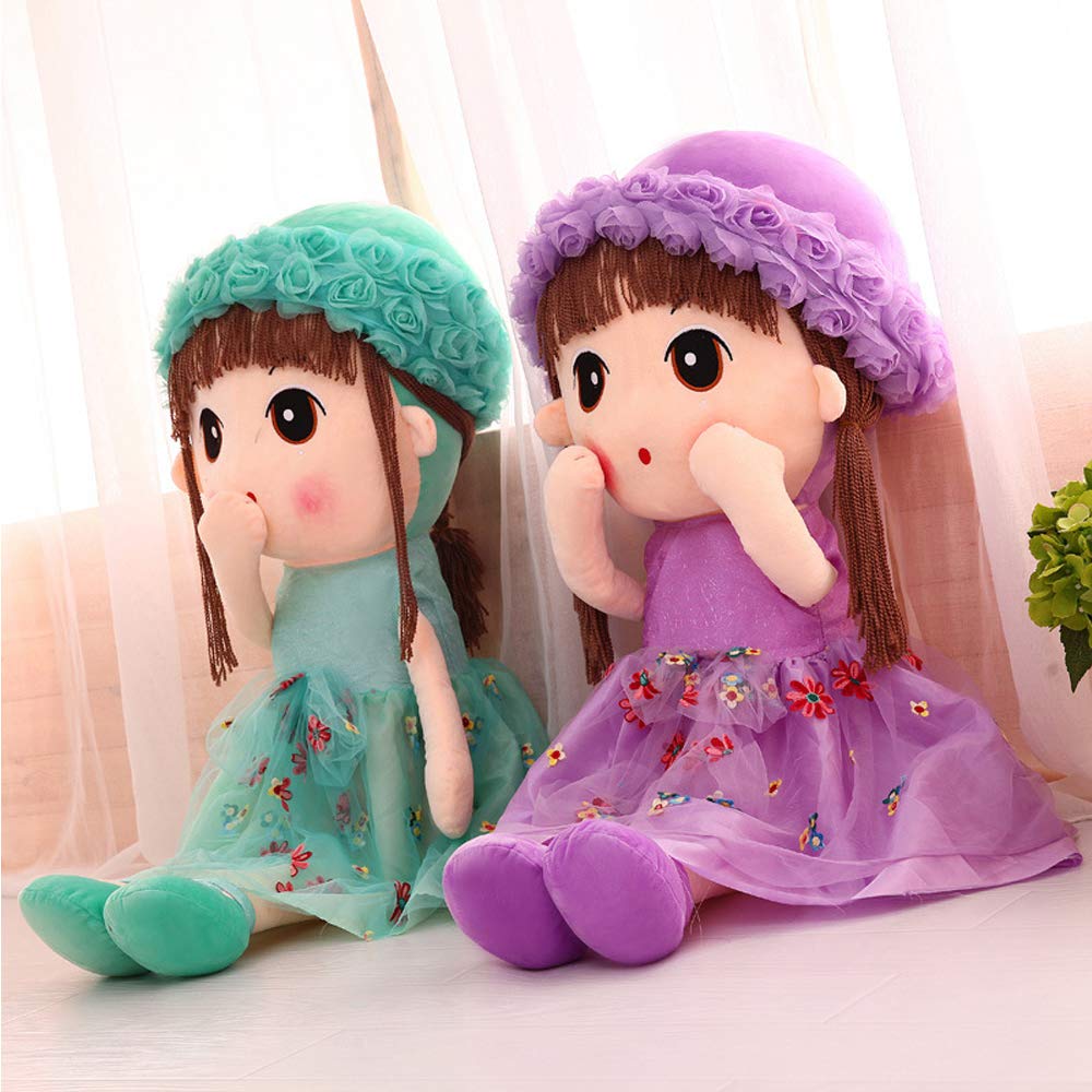 Tvoip Tulle Skirt Princess Plush Toy Phial Dolls Children Girls Doll Cute Little Girl Dolls, 18 Inch (Purple)