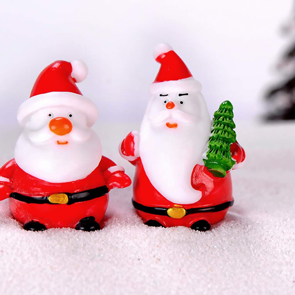 Amosfun 18Pcs Christmas Miniature Decorations Mini Santa Snowman Figurine Xmas Fairy Garden Accessories Winter Holiday Party Favors Centerpieces (Random Style)