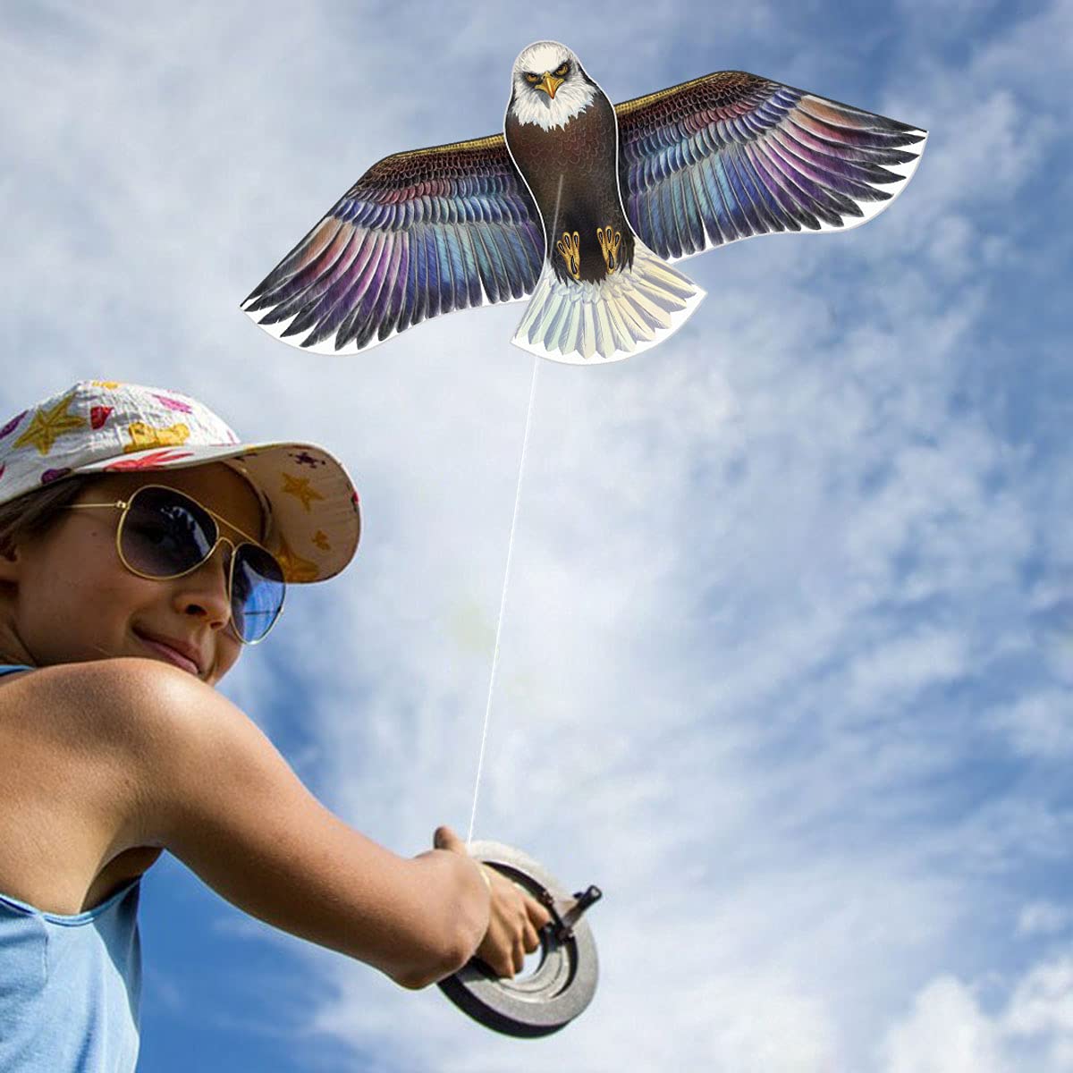 HONBO Eagle Kites for Adults and Kids,Easy to Fly for Beach Trip, Outdoor Activities-Wingspan 73 -200ft Line with Swivel-Bonus