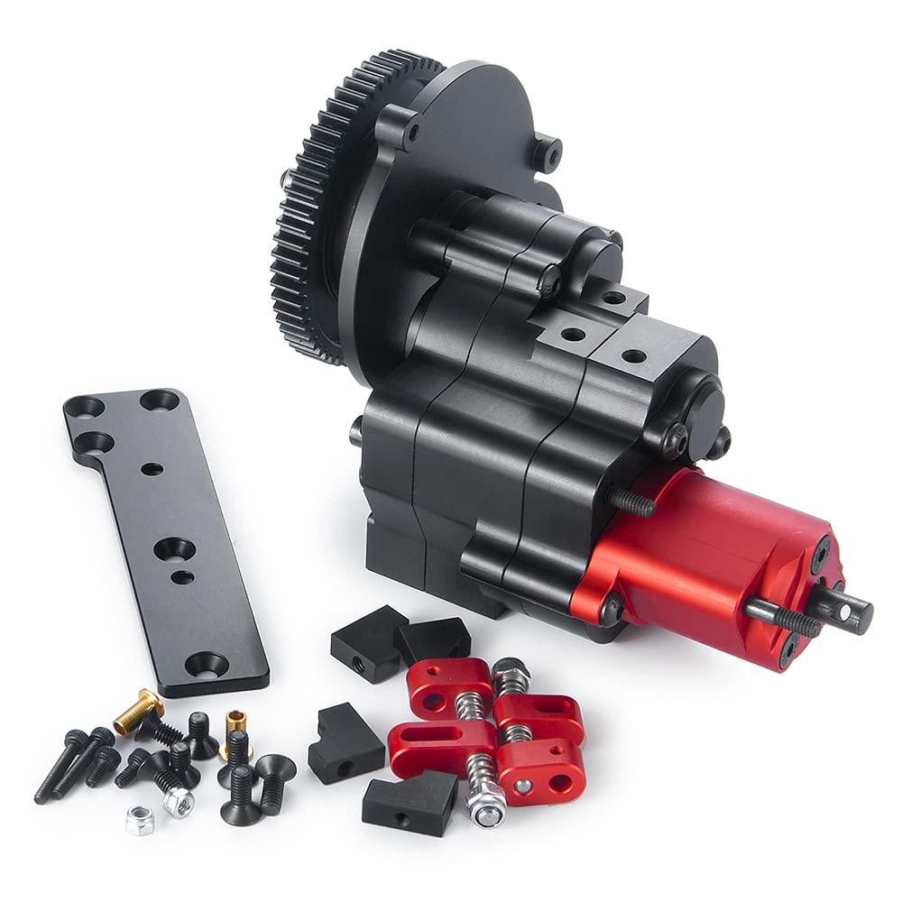 RCHUBAM Metal Complete Transmission Case Gearbox with Dig Gear 2 Speeds for 1:10 Axial SCX10 RC Crawler Car