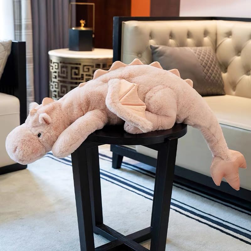 Leahaoe Giant Dragon Stuffed Animal, Soft Dragon Plush Toy, 51.2'' 7Lbs Pink Weighted Stuffed Dragon For Kids And Adults