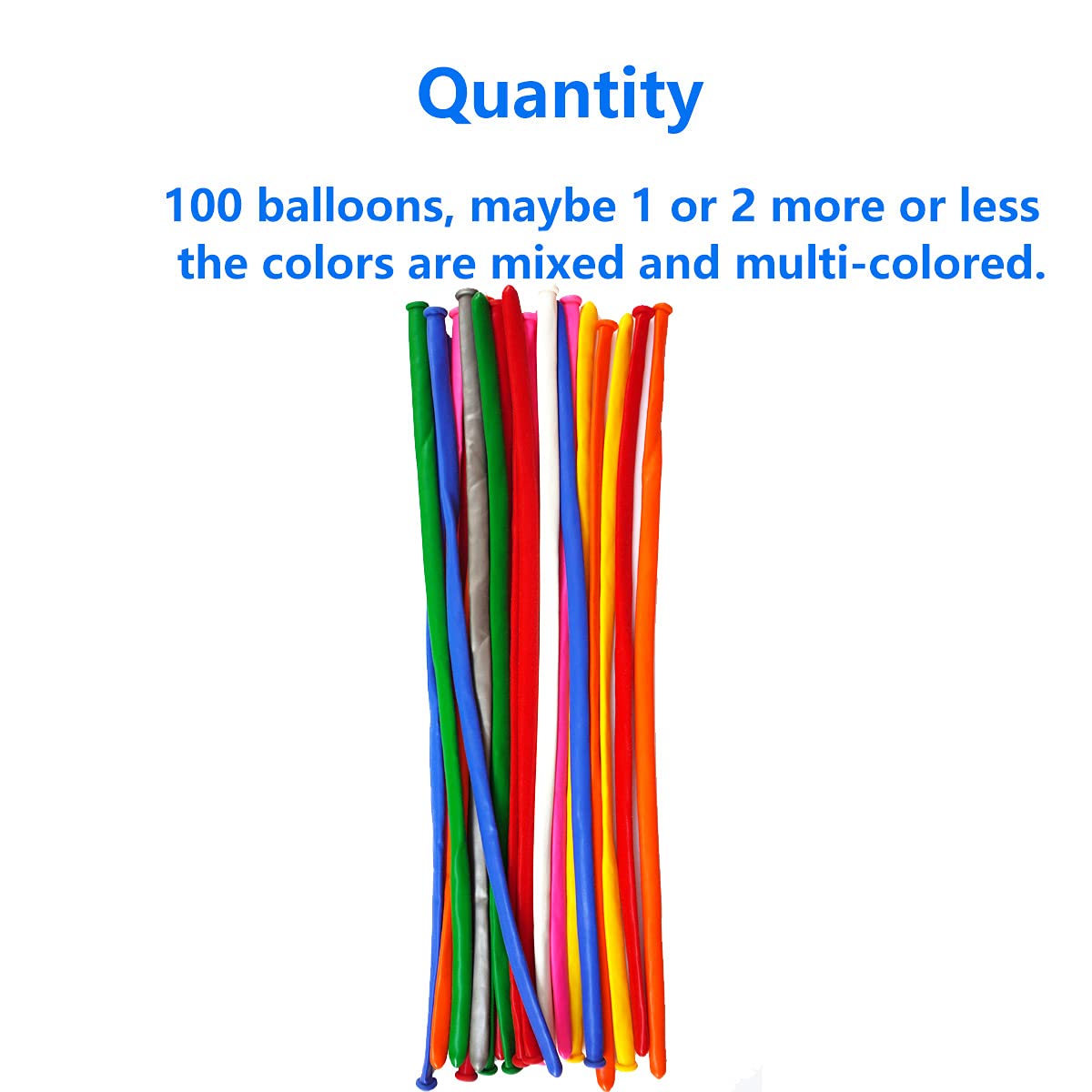 Tangser Assorted 260Q Balloons, Long Skinny Balloon, Twisting Balloon 100 Pcs, Premium Magic Clown Ballon For Animal, Garland, W