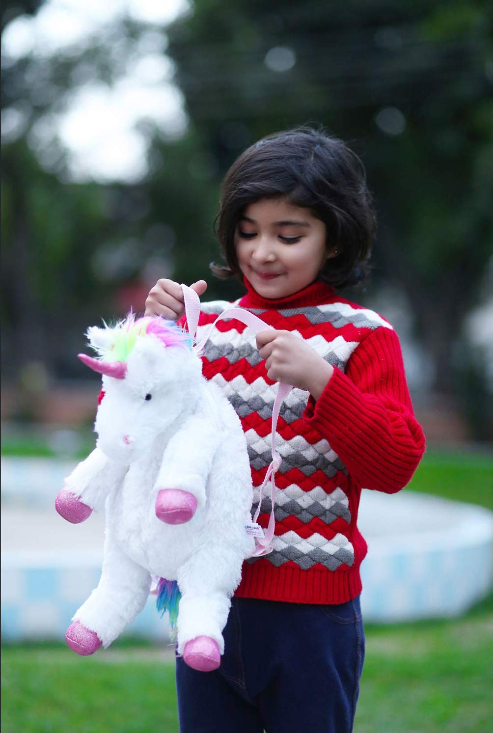 Plushland Fluffy Plush Rainbow Unicorn Stuffed Animal Toy 14 Inches - Cuddly Autism Adhd Soft Magical Gifts Present Birthday Lov