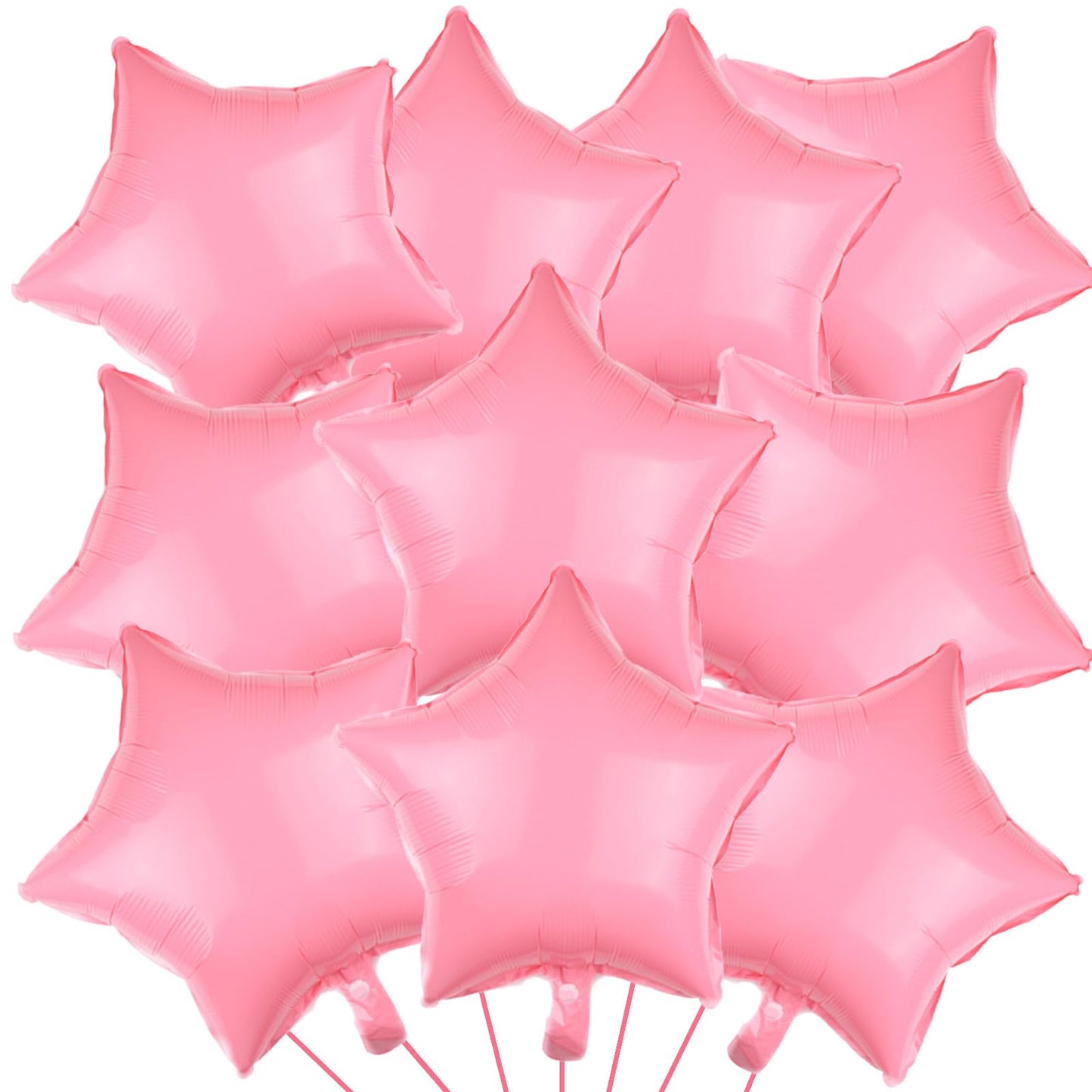 Kalor 18 Inch Pastel Pink Star Mylar Balloons, 10 Pcs Star Shape Foil Balloon Helium Balloons For Wedding, Baby Shower, Birthday Party Decorations