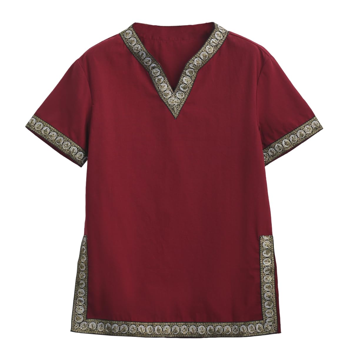 Camdom Boys Renaissance Viking Pirate V Neck Shirt Medieval Knight Costume Tops