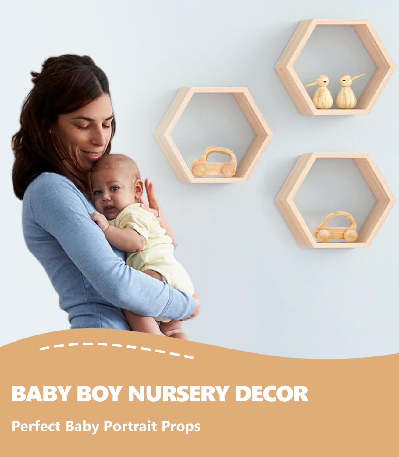 Wooden Baby Cars Toys, 2 Pcs Wooden Cars For Toddlers 1-3, Montessori Toys For Babies 0-6-12 Months, Boy Nursery Neutral Nursery