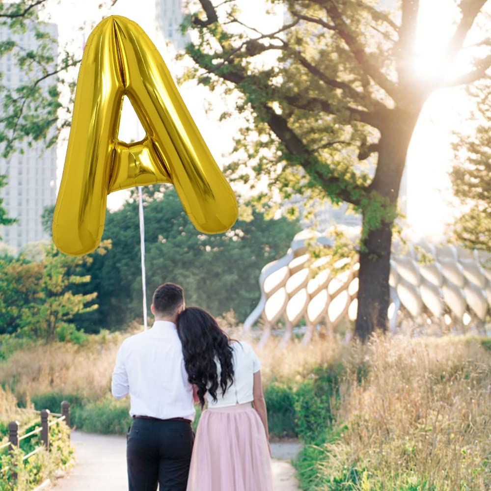 Toniful 40 Inch Large Gold Letter A Balloons Helium Balloons,Foil Mylar Big Balloons For Birthday Party Anniversary Supplies Dec